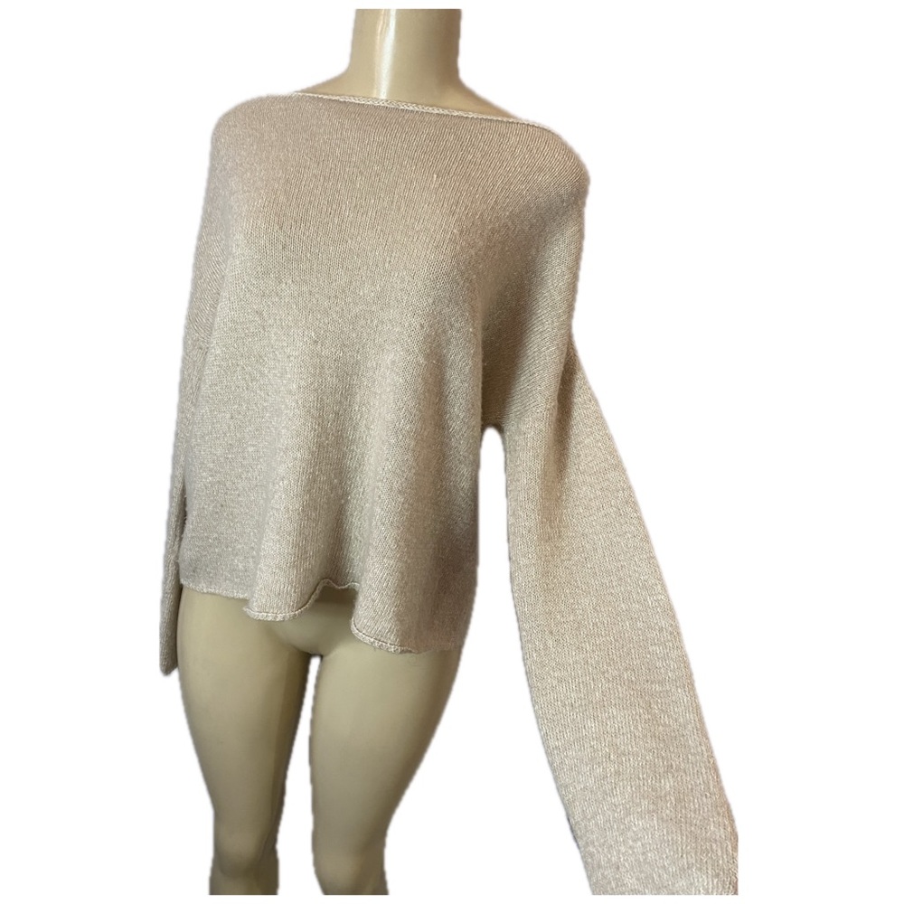 W.Cashmere Cora Boat Neck Sweater Linen Cashmere Blend Beige Oversized Size XS - Picture 4 of 6